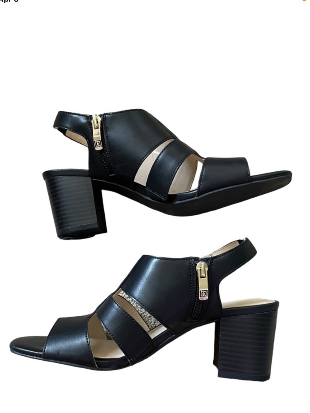 Liz Claiborne Bowen Black Strappy Block Heel Slingback Sandal Size 9 - Picture 2 of 13